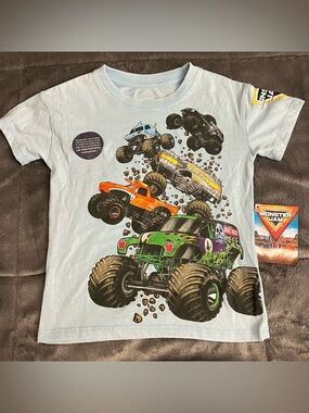 Monster Jam Trucks Light Blue Shirt Size 4T